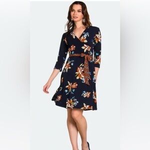 Leota Orange Brown Fit and Flare Dress